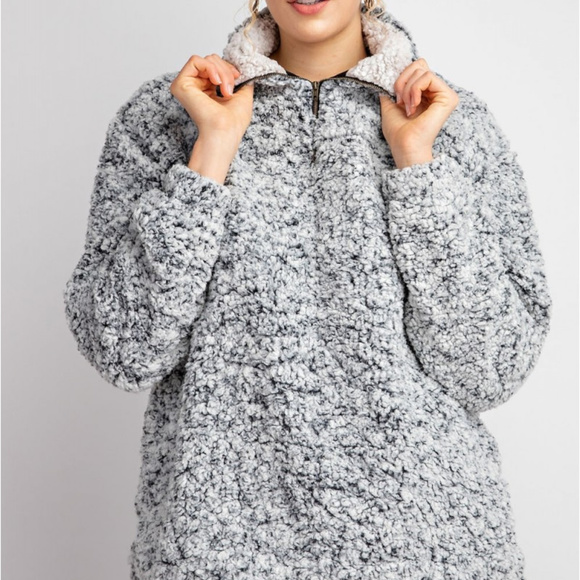 NWT-Women’s Two Tone 1/4 Zip Fleece Pullover, Grey - Picture 5 of 7